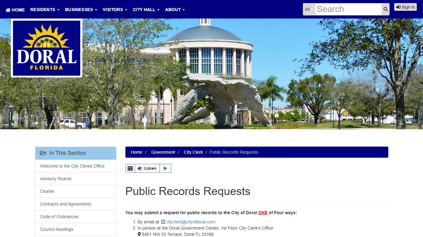 Public Records Requests · City of Doral