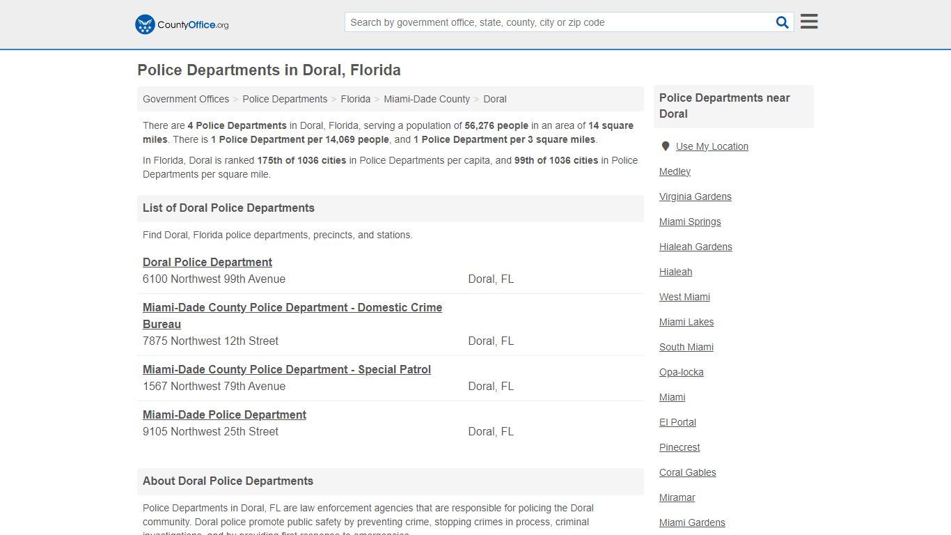 Police Departments - Doral, FL (Arrest Records & Police Logs)